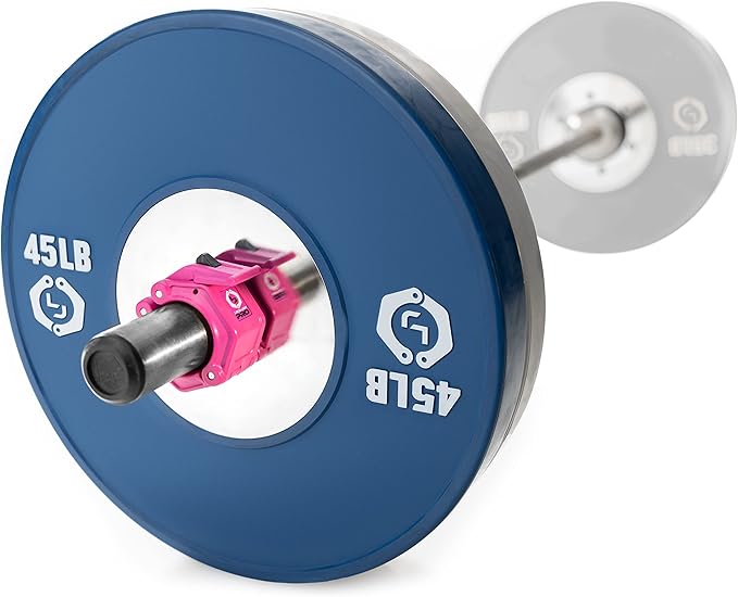 Lock-Jaw PRO 2 Barbell Collars Olympic Barbell Clamps 2 Pcs – Heavy Duty Bar Clamps for 2” & 50mm Olympic Bars – Secure Weight Bar Clamps for Strength Training & Home Gym Accessories – Pink