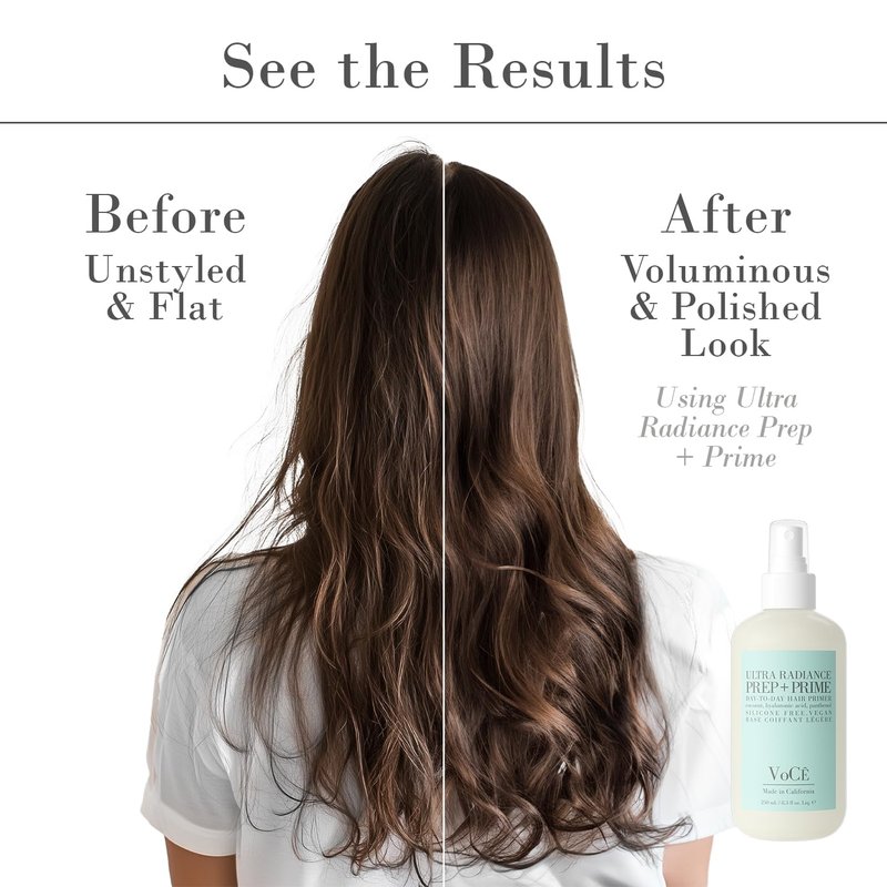 Vegan Hair Prep & Prime Spray - Shine, Style Retention & Heat Protection | Anti-Frizz, Nourishing Formula (8.5oz | 250ml)