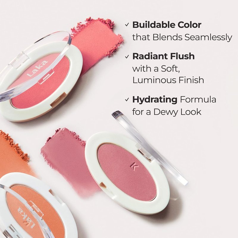 Laka Love Silk Blush - Radiant Buildable Powder Blush for Natural Glow | Long-Lasting Moisturizing Formula (#708 Poem)