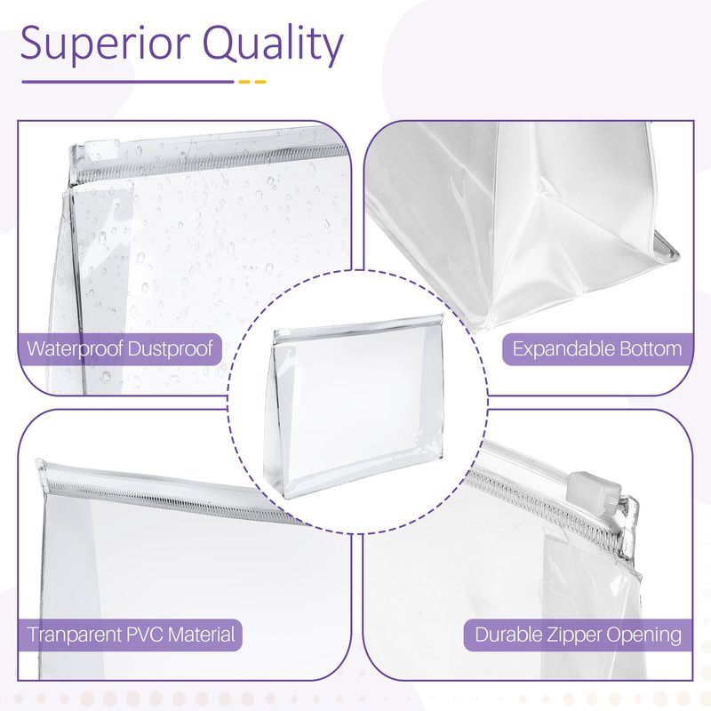 50 Pcs Mini Clear Makeup Bag Travel Toiletry Organizer Pouch, 7.87 x 5.90 Inches Cosmetic Vanity Drawers Waterproof Zipper Organizer Swimsuit Organizer Bags, Vacation Portable Bulk Toiletry Bag