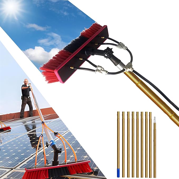13m/43FT Water Fed Pole & Backpack/Window Cleaning Telescopic Brush/Extendable Window Washer Ideal for Conservatory roof Cleaner Photovoltaic Panel Cleaning.