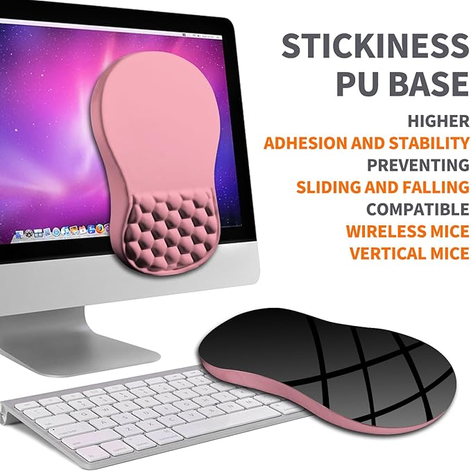 Armanza Ergonomic Joint Wrist Support Mouse Pad with Memory Foam Cushion Massage Bump, Carpal Tunnel Pain Relief Mousepad Slope Design for Wrist Rest, 11.8x7.9 in, RosyBrown