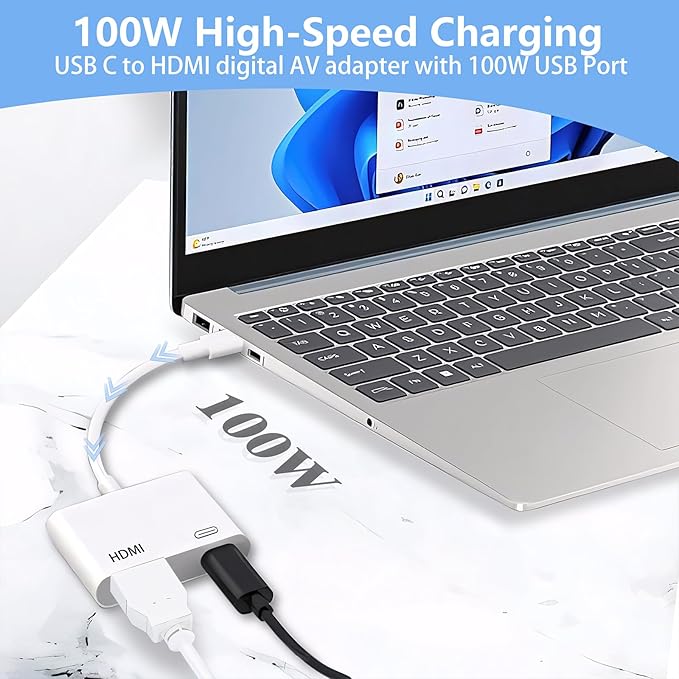 Kinhaly USB C to HDTV for TV, 4K@60Hz Type C to Adapter with Charging Port, iPhone to HD to USB C Adapter Compatible for iPhone 16/15 Series/iPad Pro/Galaxy/MacBook Pro to HDTV Projector