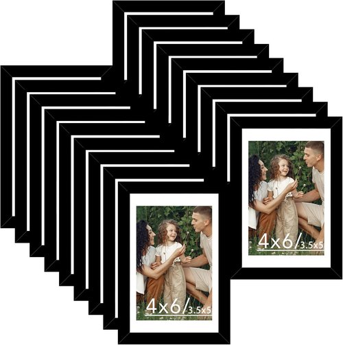 JCJMY 18-Pack Black 4x6 Picture Frames - Gallery Wall Decor Set for Hanging & Tabletop Display
