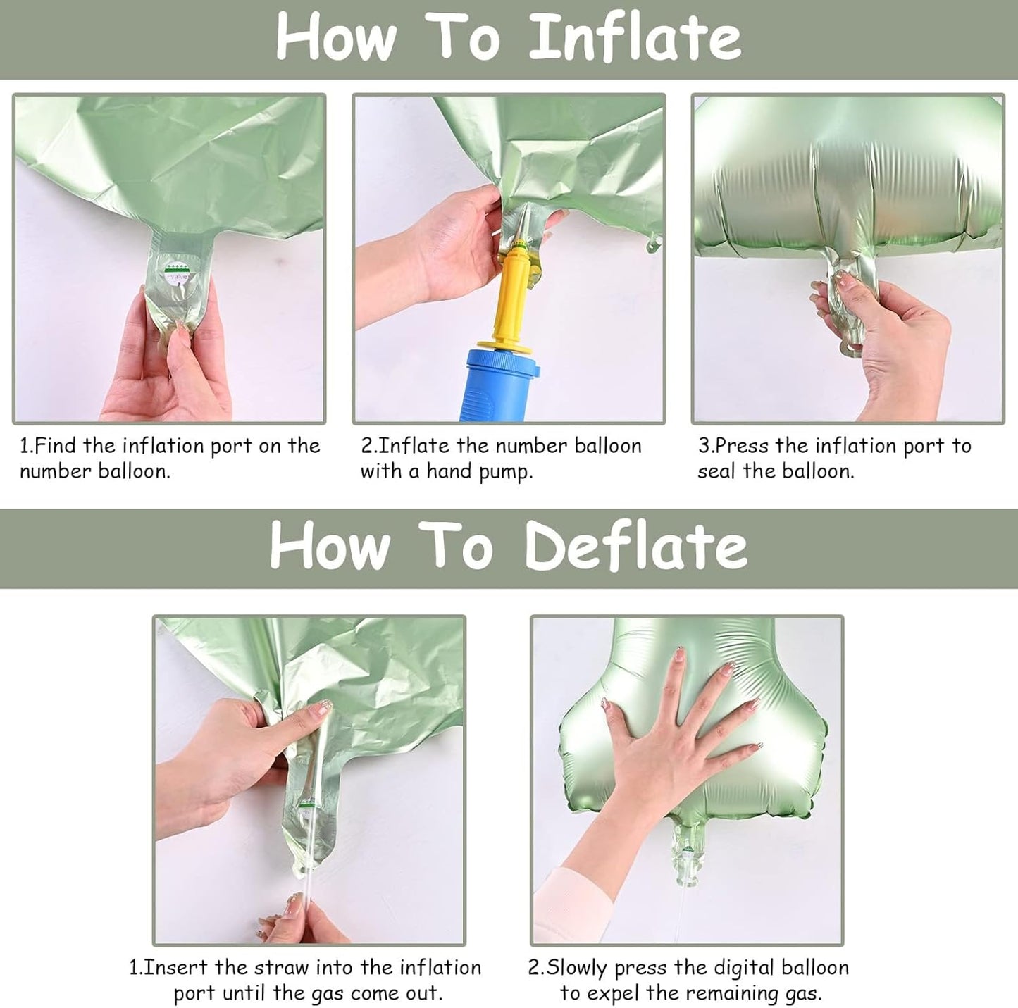 Sage Green Balloon Number 8 - 40 Inch Self-Inflating Foil Helium Balloon for 8th Birthday Party Decorations
