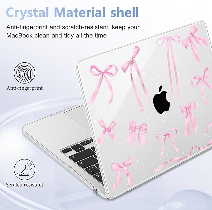 Lepeoac Case for 2026/2025/2024/2023 MacBook Air 15-inch Laptop Release M5 A3448 /M4 A3241 /M3 A3114 /M2 A2941, Stylish Protective Hard Shell Cover for MacBook Air 15.3 inch, Bowknot