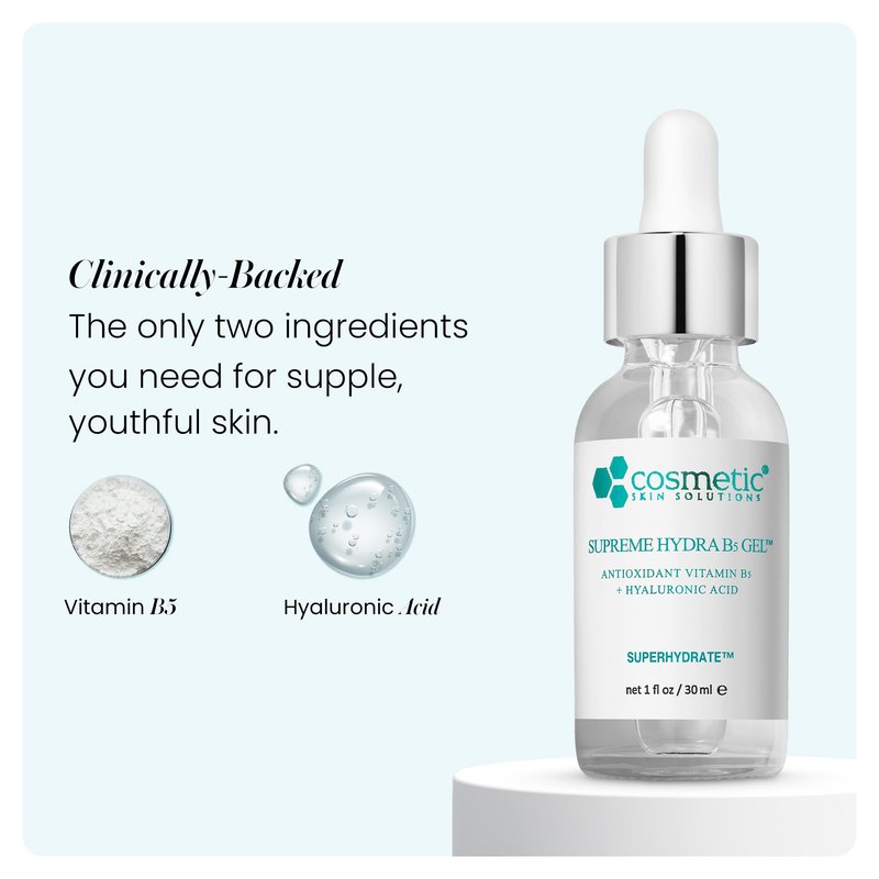 Supreme Hydra B5 Gel for Face, Deeply Moisturizing Vitamin B5 & Hyaluronic Acid Gel, Oil-Free Hydrating Moisturizer for Smooth, Plump Skin – 1 fl oz
