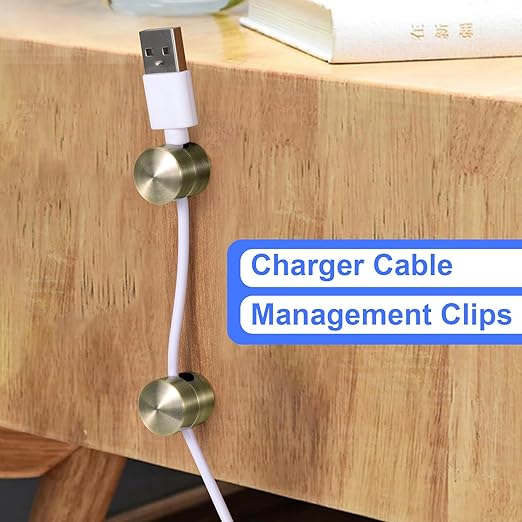 SmallCat 2 Sets Charger Holders for Cords, Antique Copper Color Adjustable Cable Anchor Holders, Adhesive Metal Cord Clips, Cable Management Wire Organizers for Desk, Office, Nightstand