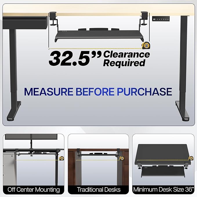 VIVO Large Height Adjustable Under Desk Keyboard Tray, C-clamp Mount System, 27 (33 Including Clamps) x 11 inch Slide-Out Platform for Typing, White, MOUNT-KB05HW