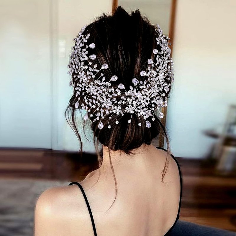 Bridal Tiara - Silver Rhinestone Hair Accessory for Weddings | Elegant Hair Comb for Bridesmaids