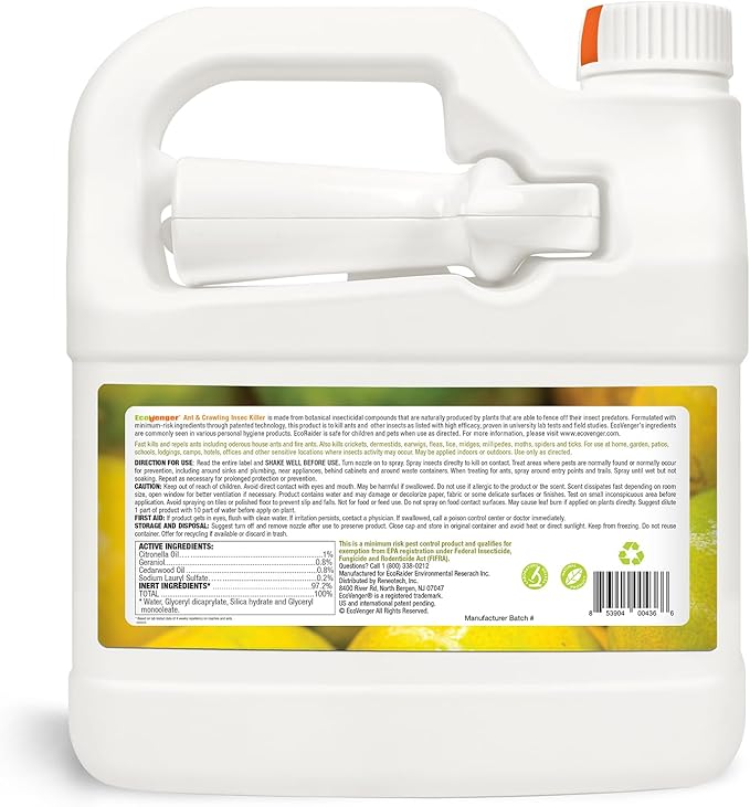 EcoVenger Ant Killer & Crawling Insect Killer (Citrus Scent) 64 oz, Kills Fast in Minutes, Also Kills Spiders, Centipedes & More, Repels with Residual, Natural & Non-Toxic, Safe for Children & Pets