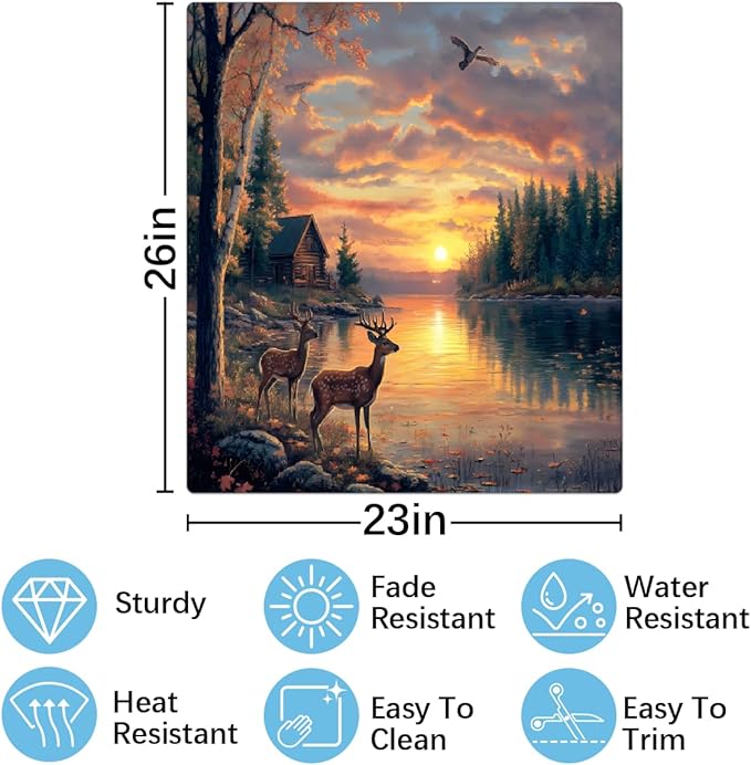 Autumn Lake Deer Sunset Dishwasher Magnet Cover for The Front Magnetic Dishwasher Door Covers Dish Washer Sticker Wrap Home Decorative Appliances Panel Decal Kitchen Decor 23" x 26" (Magnetic)