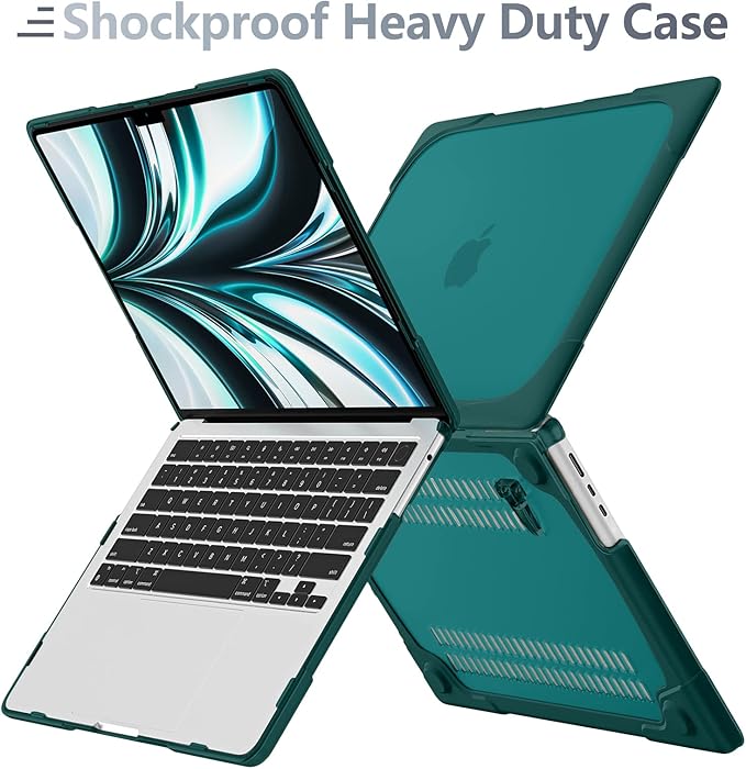 Batianda FlexStand Heavy Duty Case for MacBook Air 13.6 inch, Matte Teal