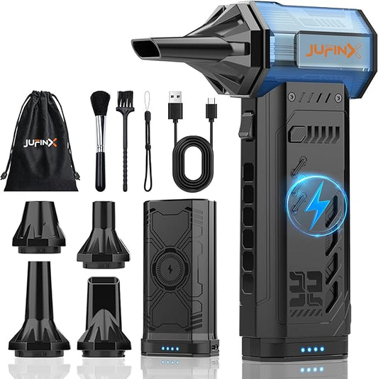 Air Duster - 250,000RPM Compressed Air Duster, Replaceable Batteries 2pcs,Long Life-mini Blower, 3-Gear Adjustable- Electeic Air Duster for Keyboard,PCs,Leaves,Car Cleaning (X301)