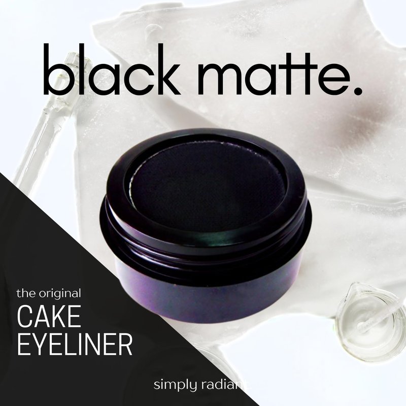 Pure Ziva Black Matte Cake Eyeliner & Pressed Eyeshadow, Water Activated Powder; Gluten & Cruelty Free