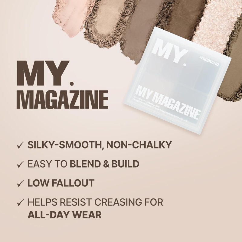 CHOSUNGAH BEAUTY My Magazine Eyeshadow Palette - Cool Pink Purple, 5 Shadows, All-in-One Matte, Shimmer & Glitter Multi-Texture Palette for Chic Daily & Trendy Looks, 0.25oz