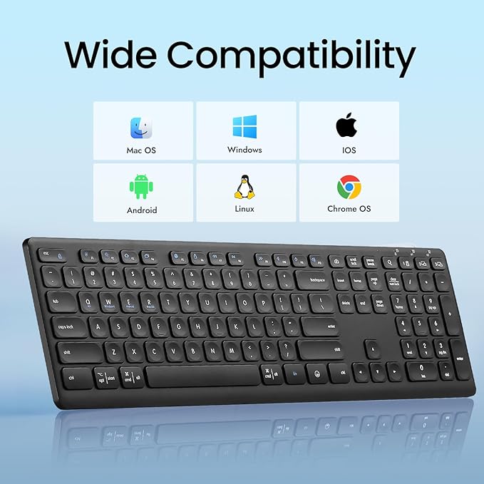 CITLLA Wireless Bluetooth Keyboard, Full Size Multi-Device Keyboard