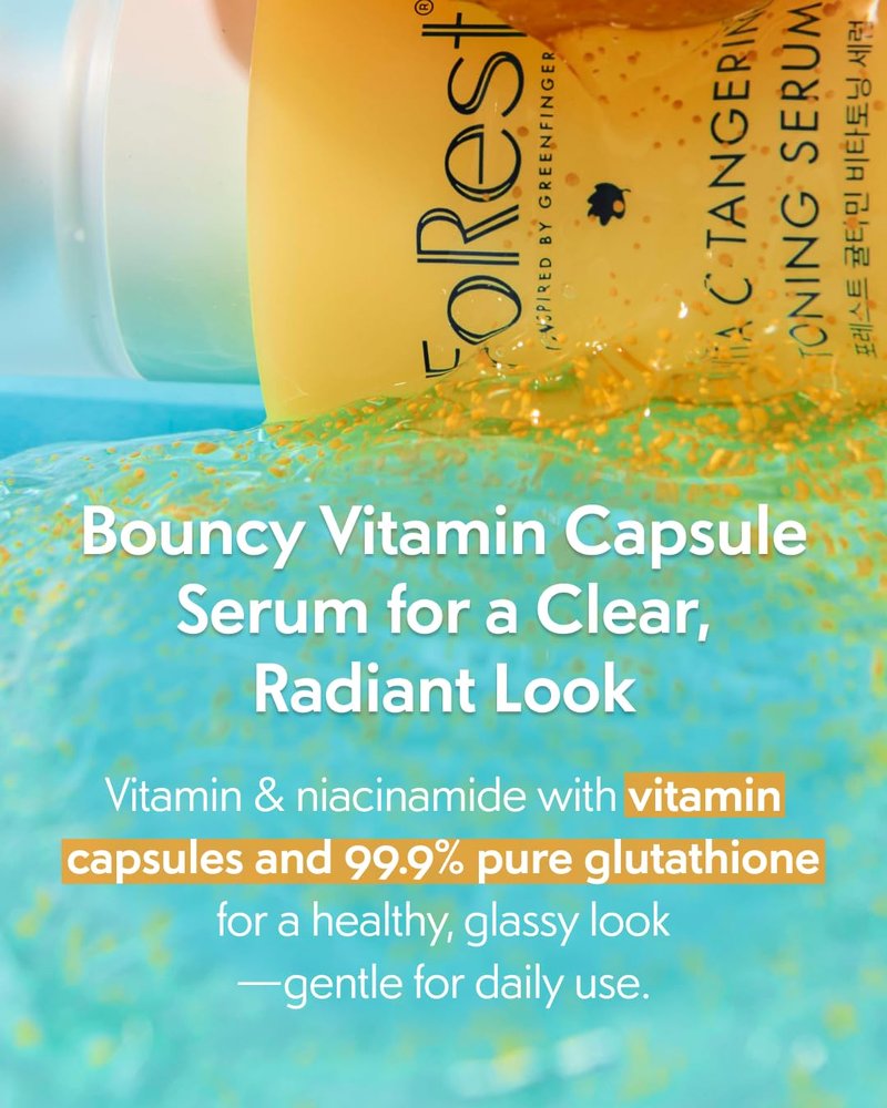 FOREST Vita C-Tangerine Toning Serum 1.69 fl. oz vitamin serum enriched with Mandarin Extract Niacinamide 5 Panthenol and Glutathione infused Vitamin Capsules for Glow Boost, Korean Skin Care