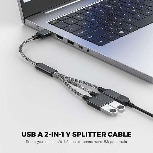 POHFP USB Y Splitter 1 in 3 Out (1Ft/30cm), USB Male to 3 Female Cable for PC/Laptop/MacBook/Keyboard/PS4/PS5/Flash Drive/LED Etc.(Black)
