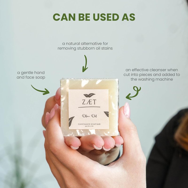 Olive Oil Handmade Soap Bar - Unscented Natural Soap for Face & Body | 5 oz (Pack of 8) - Gentle for All Skin Types
