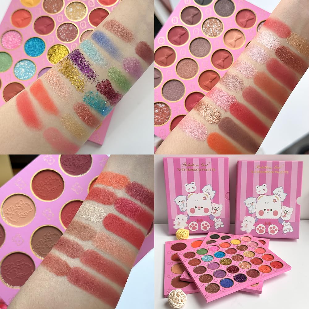VERONNI 72 Colours Triple Layers Large Eye Shadow Golden Onion Matte Eyeshadow Blush Eyeshadow Palette All-in-One Palette Set, Micro Shimmer Stage Makeup Makeup Palette Set