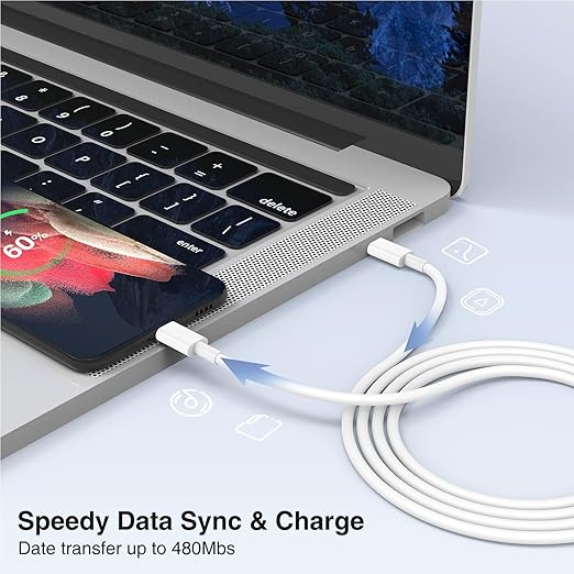 3-Pack [3.3FT+6.6FT+6.6FT] 60W USB C to USB C Cable, Type C Fast Charging Cable for iPhone Air 17 16e 16 15 Pro Plus Pro Max，for Galaxy S25/S24, for iPad Pro/Air/mini, for MacBook Pro/Air and More
