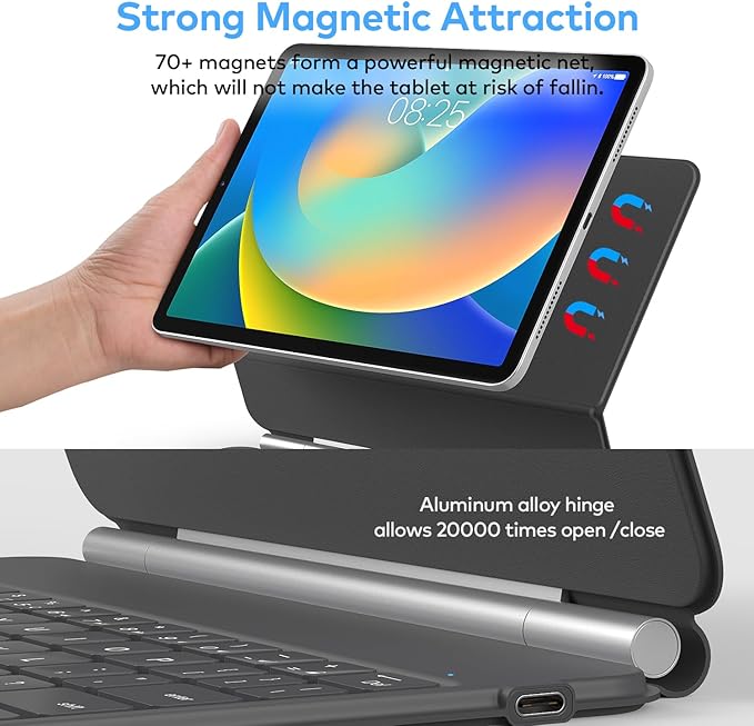 runelk Keyboard Case for iPad 10th Generation 2022 & 11th (A16, 2025) – Magic-Style Keyboard with Multi-Touch Trackpad – Floating Cantilever Stand – Magnetic Case for iPad 10.9 inch 10th / 11th Gen.