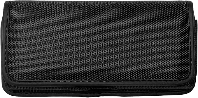 Eaglecell Nylon Cellphone Holster for iPhone SE (2020/2022), 11 Pro, XS/X, 8/7/6S/6, Alcatel Insight, LG Aristo 2, Galaxy S10e - Horizontal Case Canvas Waist Carrying Pouch with Belt Clip/Loops, Black