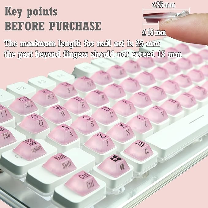 Ivaso 80 Pcs Keyboard Sticker for Long Nails Typing and Gaming, Symbolic and Alphanumeric Sticky Silicone Keys for Keyboards and Laptop (Purple)