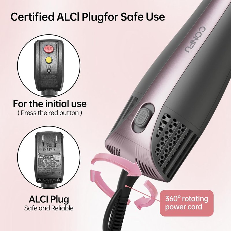 CONFU Blow Dryer Brush - 4-in-1 Hot Air Styling Tool for Frizz-Free Volume | Drying, Straightening, Curling