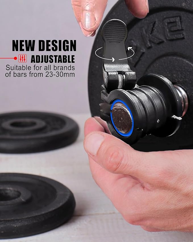 ZY-HUAN Barbell Clips 1 inch I Multi-Size Adjustable Weight ClipsIBarbell Clamps 30mm IQuick Release Barbell Collar Pair of Locking for Dumbbell Bar (Blue 0.9-1.18inch)