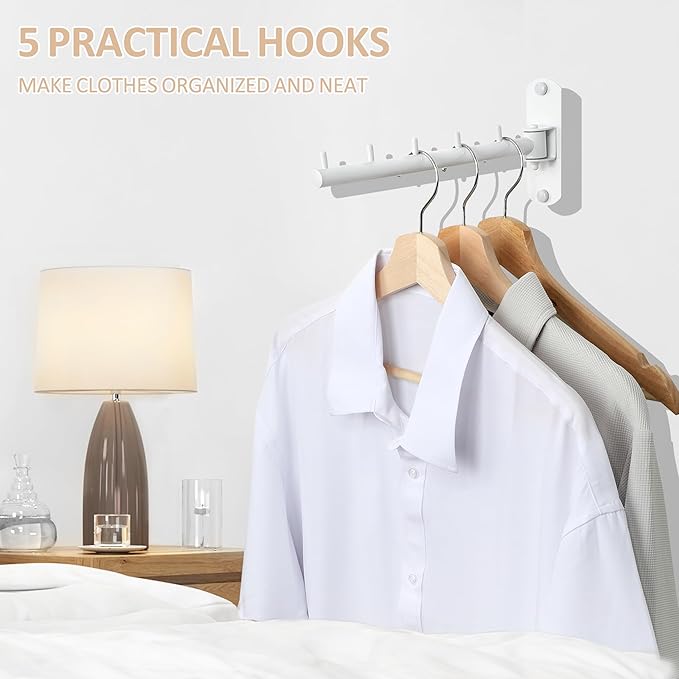 Mooche Swing Clothes Hanger Rack, Garment Racks Folding Clothes Bar Wall Mounted, 180°Rotation Laundry Drying Rack 304 Stainless Steel Space Saving for Laundry Room Bedroom Balcony, 9.45" Long 2Pack