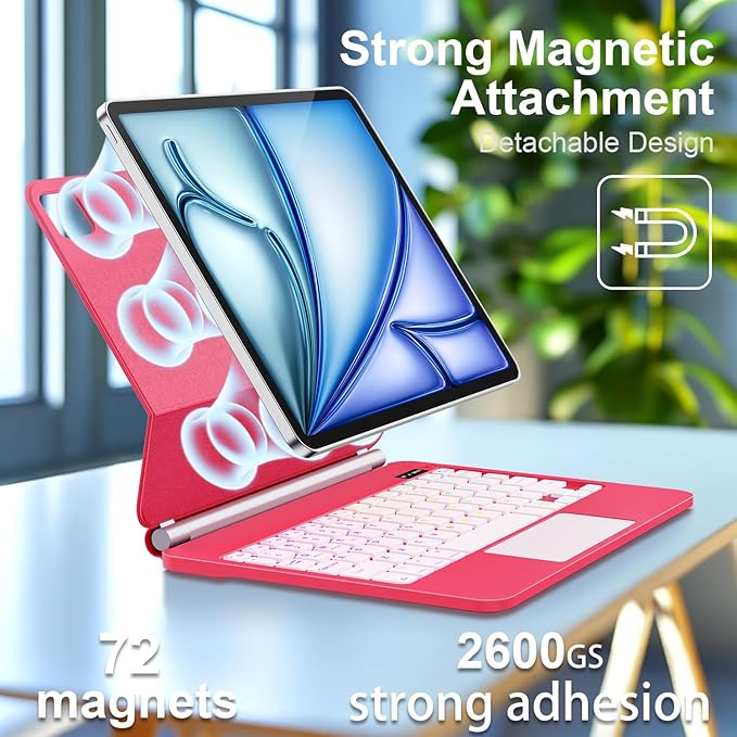 GGQFGTOJ Keyboard Case for iPad Air 13 inch (M3 2025/M2, 2024),iPad Pro 12.9 inch (3/4/5/6th Gen)，Magic-Style Magnetic – Floating Cantilever Stand – Backlit Keyboard Case with Multi-Touch Trackpad