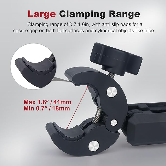 Mechrig Motorcycle Ebike Mount kit for Insta360 X5, Bike & Golf Car Handlebar Clamp Mount and 59" Invisible Selfie Stick Bundle Kit, Super Clamp, Action Camera Adapter for GO2/3/3S/DJl, JC027