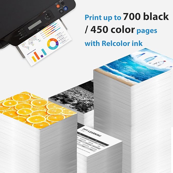 Relcolor 63XL Ink Cartridges Replacement for HP 63 XL Black Color Combo Pack for HP63 HP63XL for 4650 3830 5255 4520 5258 3630 4652 4655 5200 4512 3632 5252 2132 1112 3631 2130 4510 3634 3833 Printer