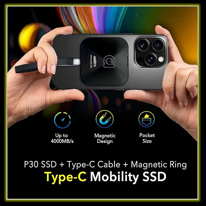 Addlink P30 2TB External SSD USB4 4000MB/s Type C Compatible thunderbolt 4, Tesla, iPhone15/16&iPad&Mac, Steam Deck/Android/PS5&4 Smart TV Magsafe ProRes 4K 120fps, Includes USB4.0 Cable Aluminum case