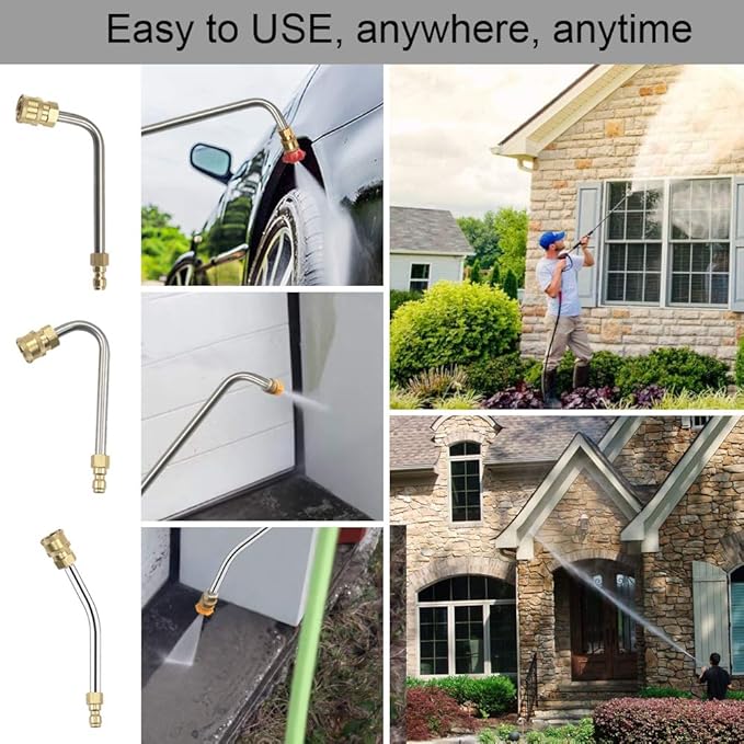 Selkie Pressure Washer Extension Wand Upgrade Power Washer Lance with Spray Nozzle Tips,30Â°,90Â°,120Â° Curved Rod, 1/4ââQuick Connect, Replacement for Anti-Leaked Ring 4000 PSIâ¦