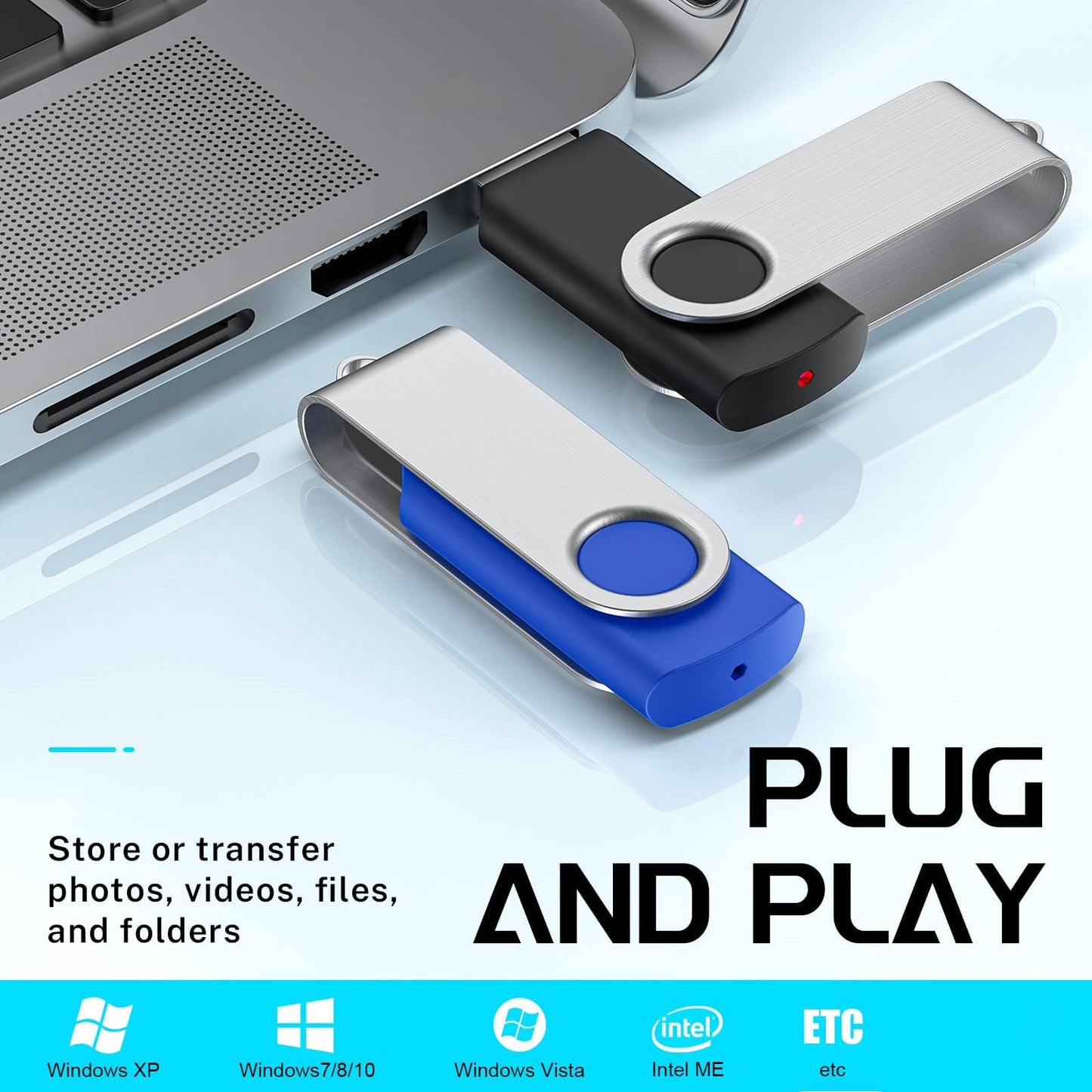 FEBNISCTE Memory Stick 1GB USB Flash Drive Bulk 10 Pack - Bulk 1 GB USB 2.0 Stick Pendrive Multi-Coloured Thumb Drive - Swivel USB-Key Value Data Storage Jump Drive with 10pcs Ropes