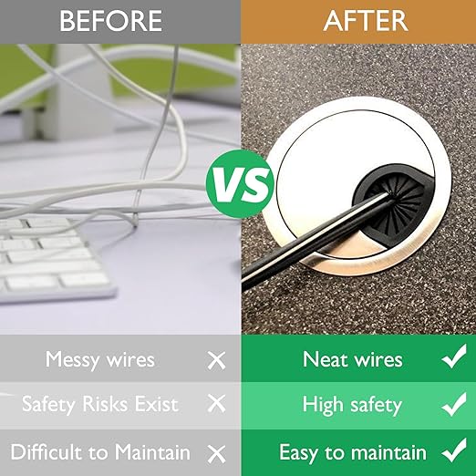 EASYEAH 1 Pcs Desk Grommet 2" / 50 mm, Desk Cord Hole Cover, Cable Grommet Metal Zinc Alloy Materilal, Desk Hole Grommet for Home & Office Pc, Detachable Cable Cord Organizer-Bright Silver