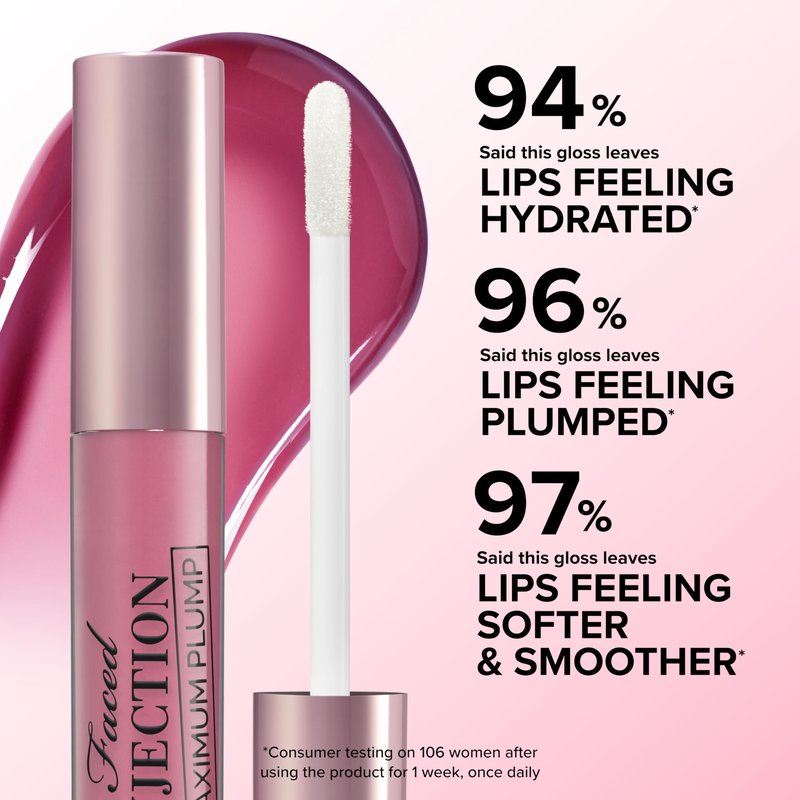 Too Faced Lip Injection Maximum Plump Extra Strength Lip Plumper Gloss | Hydrating, Volumizing, + Plumping, 0.14 Fl Oz, Blueberry Buzz