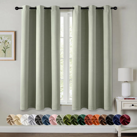 MIULEE Sage Green Blackout Curtains - Thermal Insulated Room Darkening Drapes | 40 x 50 Inches, 2 Panels