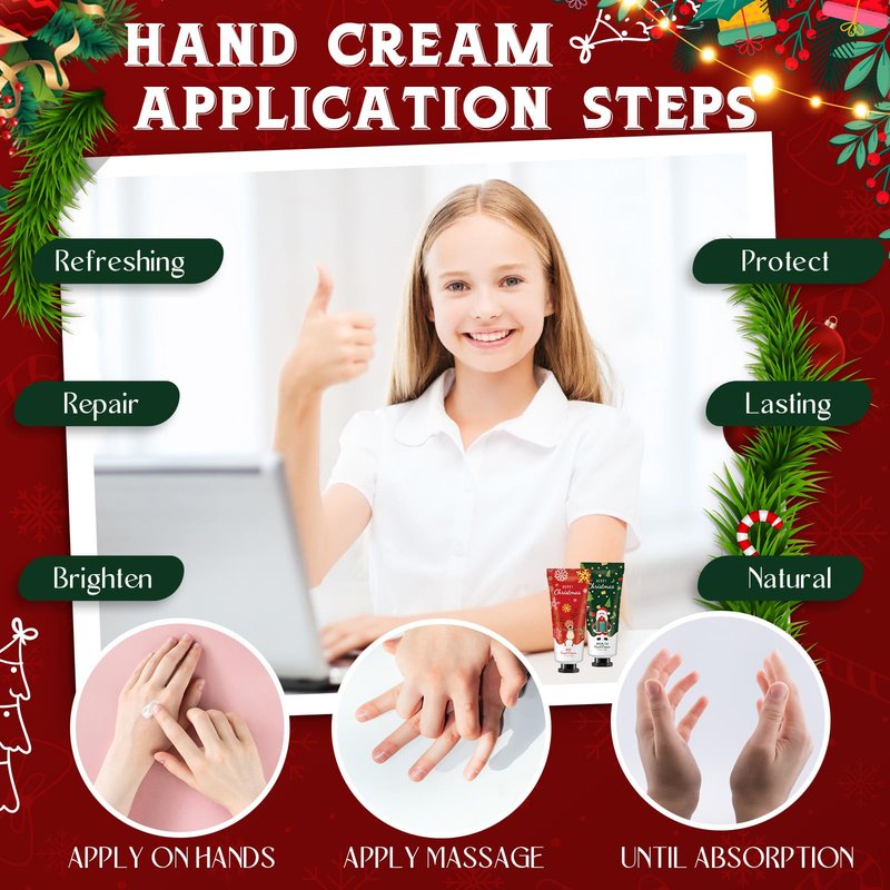 Heigble 24 Set Christmas Hand Lotion Gift Bulk Christmas Hand Cream Travel Size Xmas Stocking Stuffers Holiday Mini Lotion with Organza Bag Greeting Card Party Supplies for Employee Coworkers Gifts