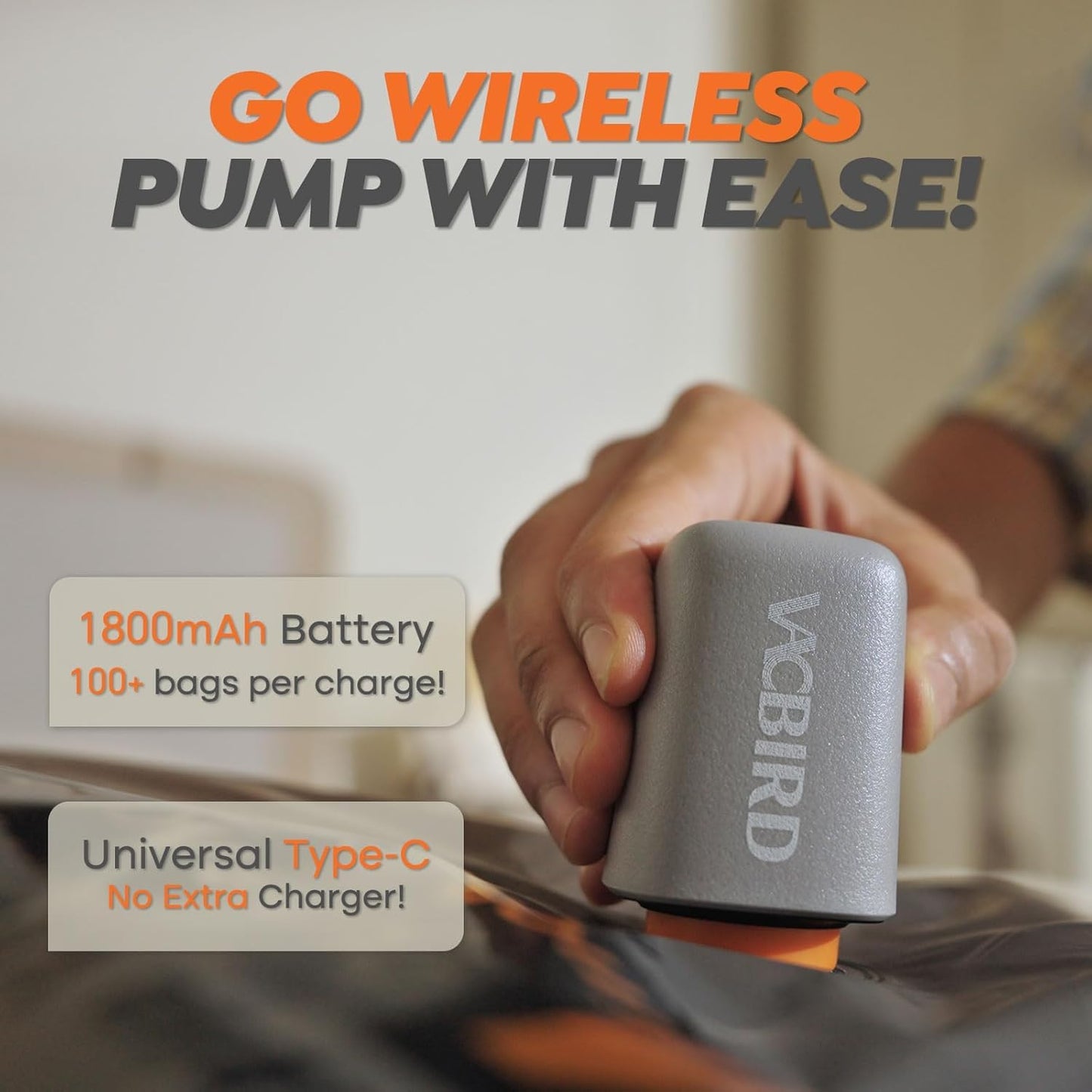 Rechargeable Wireless Pump | Travel Storage Bags Set - 15 Pack Small Vacuum Bags for Space-Saving Packing