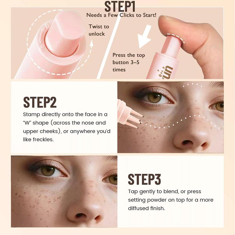 Freckle Stamp - Freckle Pen Waterproof, Long Lasting Fake Freckles,Quick Dry 5-Point Faux Freckles Stamp Cushion Stain Marker in One Press Natural and Lifelike Sunkissed Pencil Tool Makeup (Brown1)