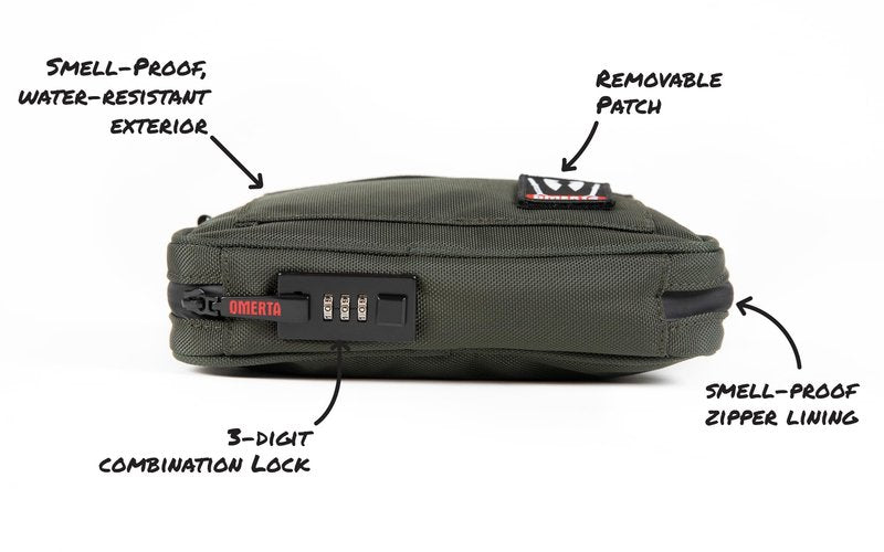 DIME BAGS Smell-proof Boss with Lock Padded Pouch with Activated Carbon Technology | 3-Digit Combo Lock | Low-Profile, Sleek Design (8 Inch, Camo)