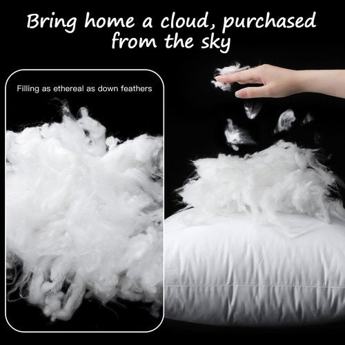 Artscope Synthetic Down Pillow Insert, 18x18 Down Alternative Throw Pillow Insert. Ultra Soft Fluffy Sleeping Pillow with 100% Cotton Cover, Decorative Pillows Set of 2-White.