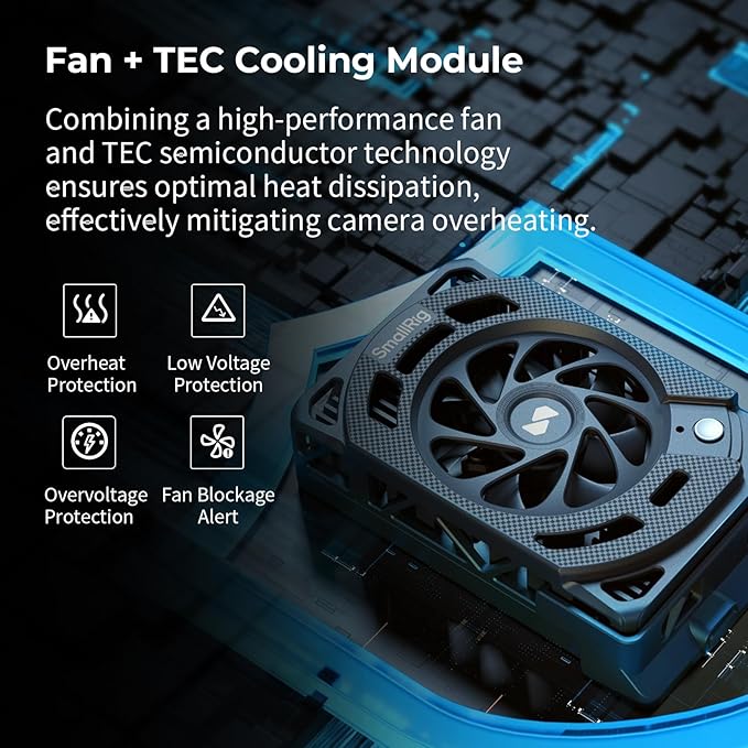 SMALLRIG R50 V / R5 II/ R5 / R50 / PowerShot V1 Camera External Cooling System with Dual-Speed Modes, Snap-On Cooling Fan with TEC Cooling Module for Sony ZV-E1/ A7 IV/ A6700/ FX3-5063