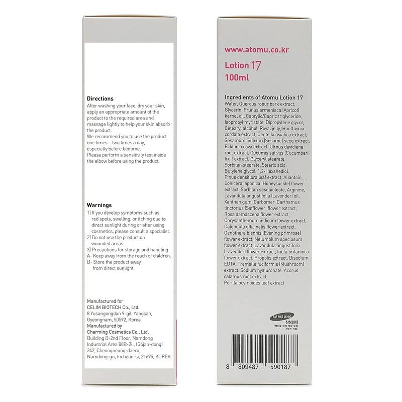ATOMU Facial Moisturizing Lotion 17 Ultimate Moisture - Hydrating Face Moisturizer for 24hrs with Advanced Hyaluronic Acid 3.38 fl oz