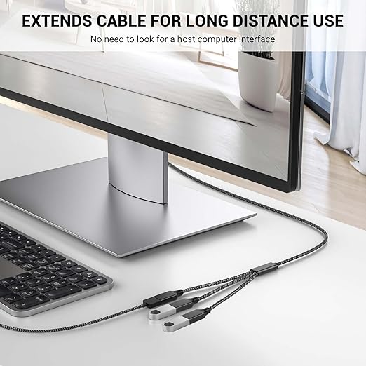 POHFP USB Splitter, 3.3FT USB A Male to 3 Female Extension Cable, USB Splitter 1 in 3 Out Support Charging and Data Transfer for Printer/Keyboard/Flash Drive/PlayStation/Laptop/LED Etc(Black)