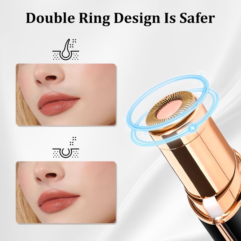 Flawless Facial Hair Removal for Women, Electric Painless Rechargeable Facial Hair Remover for Face, Lip, Chin with 2 x Replacement Heads